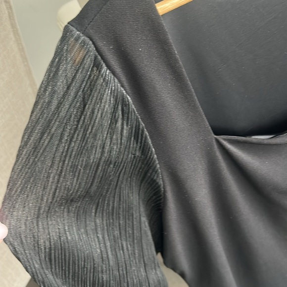Ever New Curve Pleat Square-Neck Top Blouson Sleeves Black Size 16 - Picture 5 of 14
